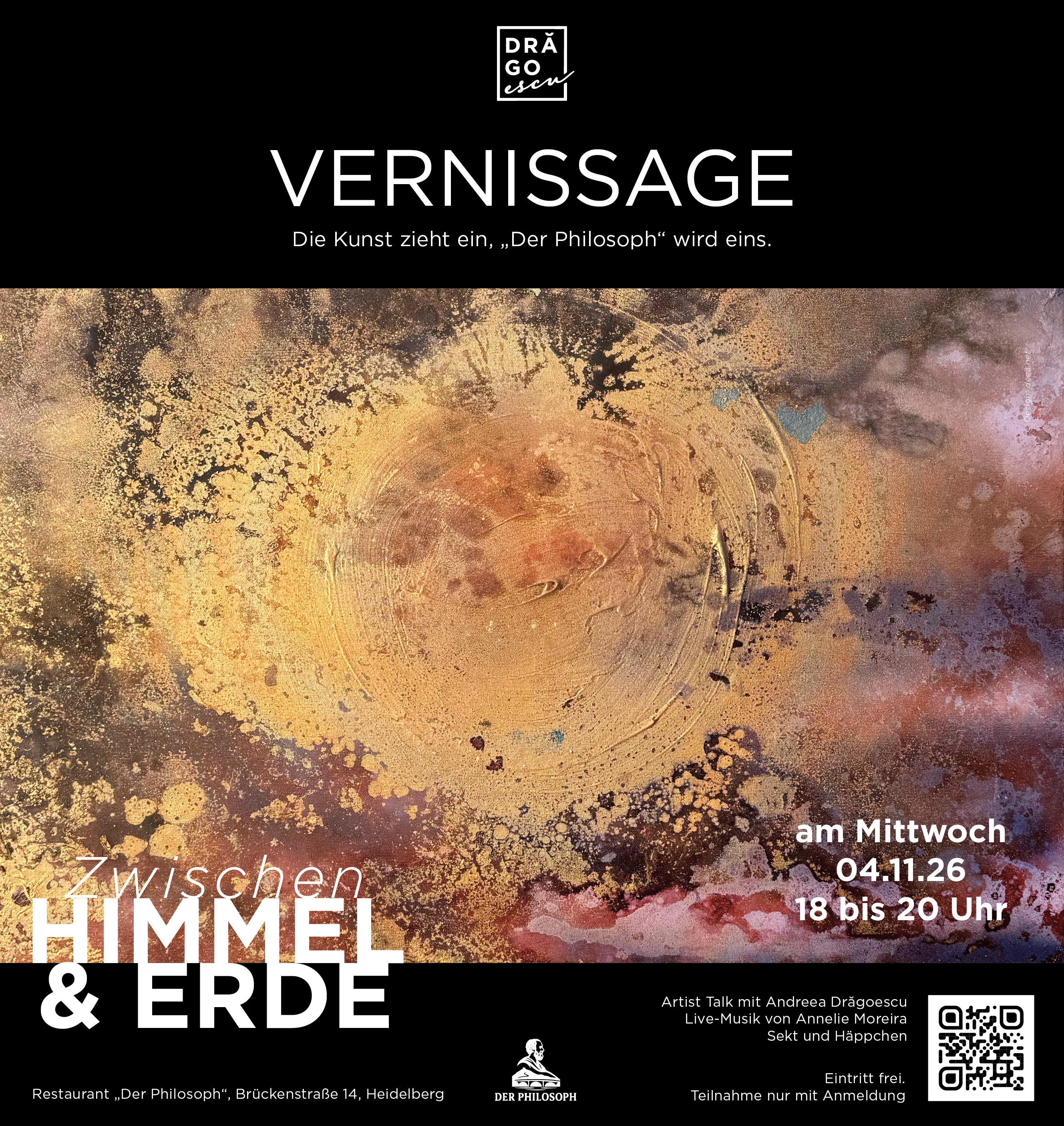 Vernissage mit Malerei von Andreea Dragoescu im Der Philosoph